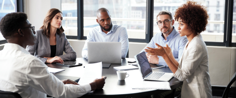 Colleagues working together in an office