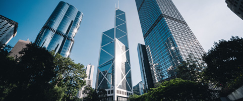 View of skyscrapers from the ground