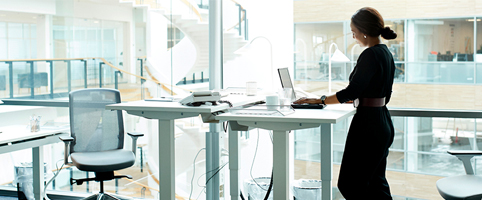 Woman at standing desk