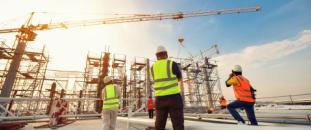 Construction workers working on site