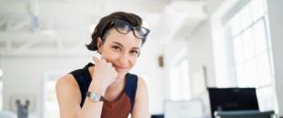 Woman working at a desk in an office