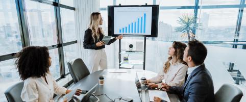 Colleague presenting in a meeting